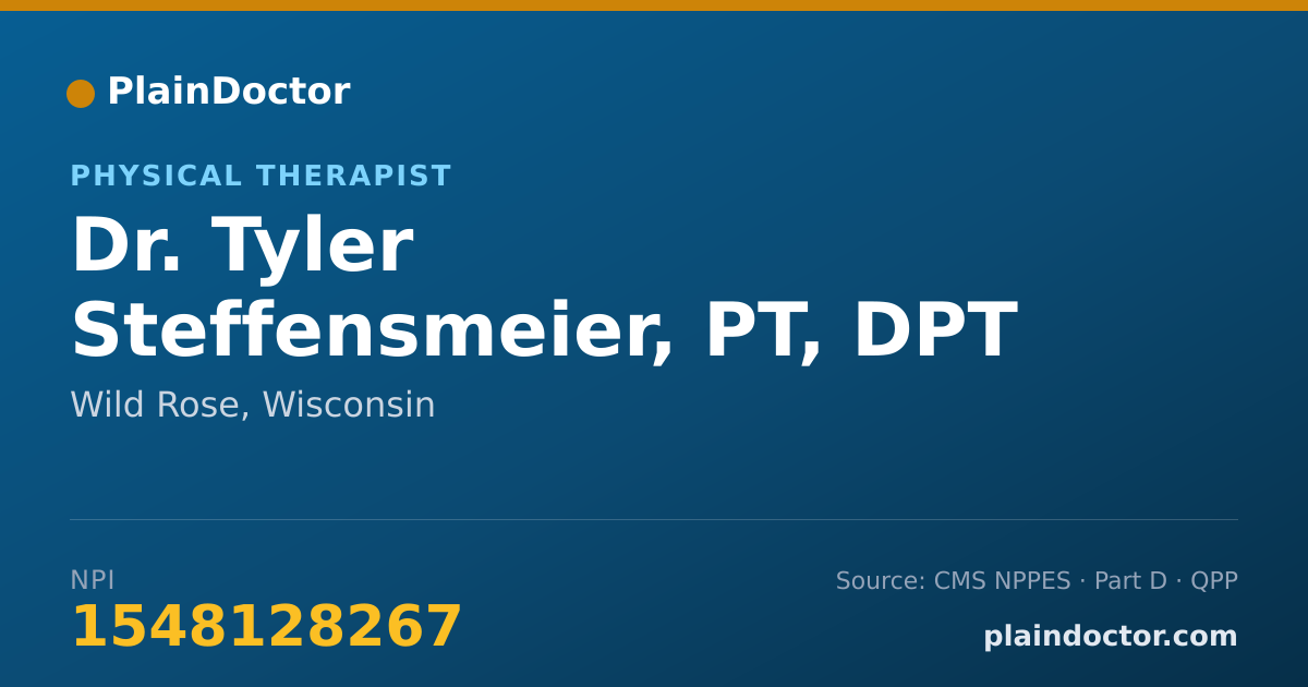 Shareable card for Tyler Steffensmeier, PT, DPT - Physical Therapist, Wild Rose, WI