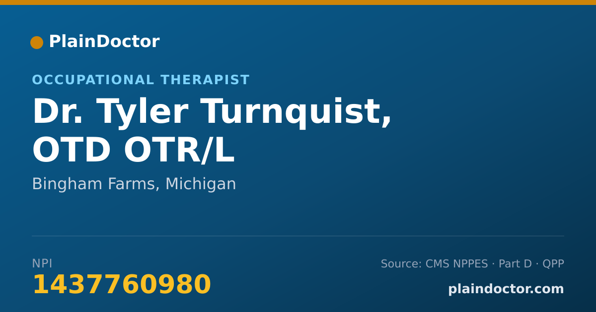 Shareable card for Tyler Turnquist, OTD OTR/L - Occupational Therapist, Bingham Farms, MI