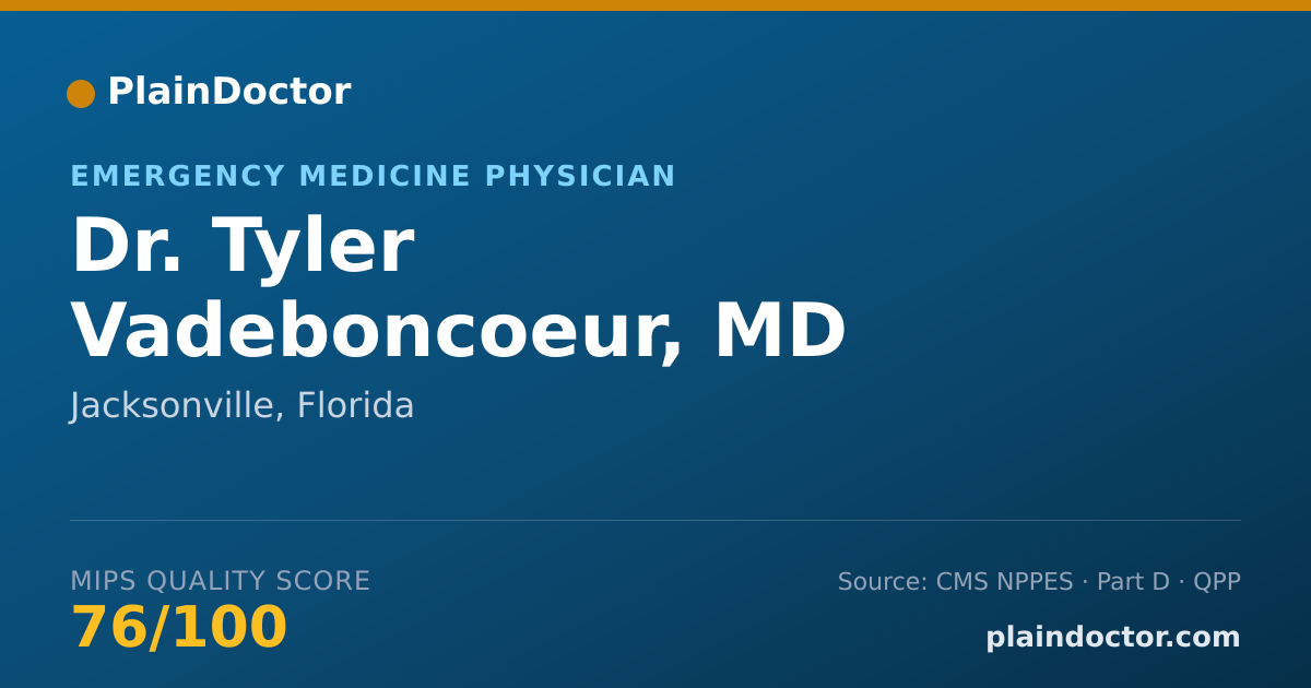 Shareable card for Tyler Vadeboncoeur, MD - Emergency Medicine Physician, Jacksonville, FL