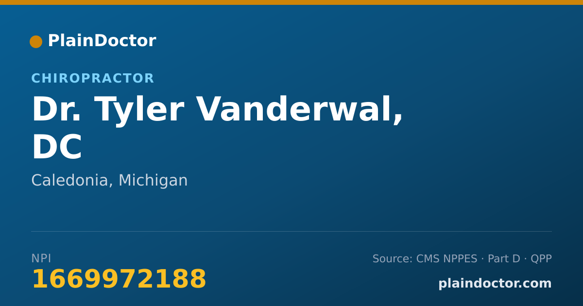 Shareable card for Tyler Vanderwal, DC - Chiropractor, Caledonia, MI