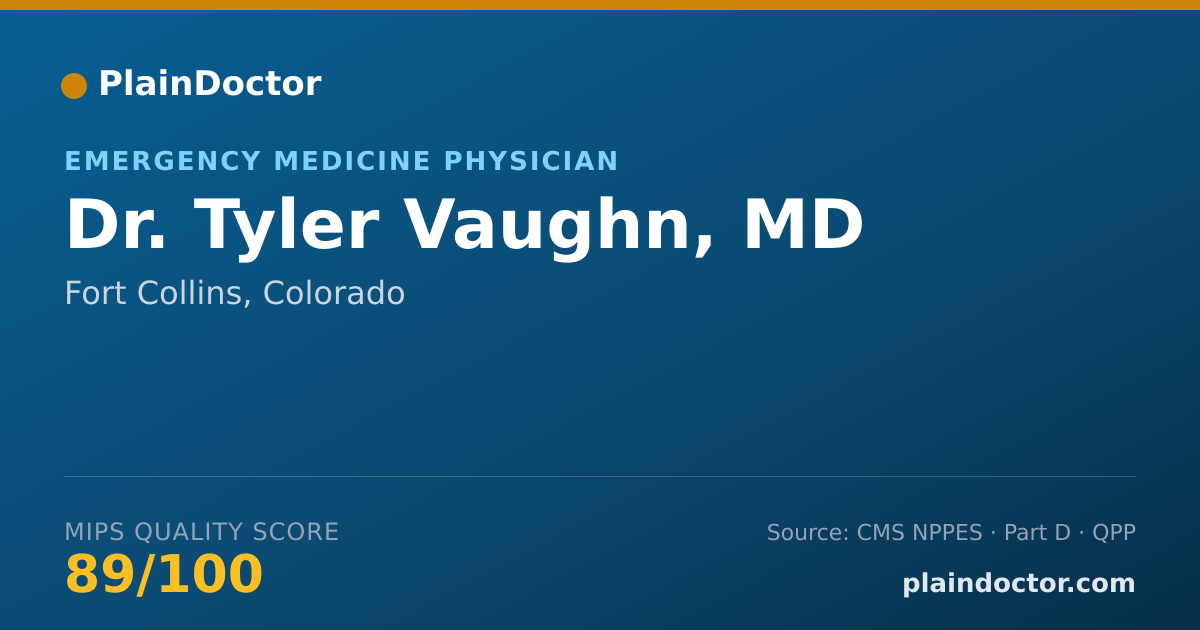 Shareable card for Tyler Vaughn, MD - Emergency Medicine Physician, Fort Collins, CO