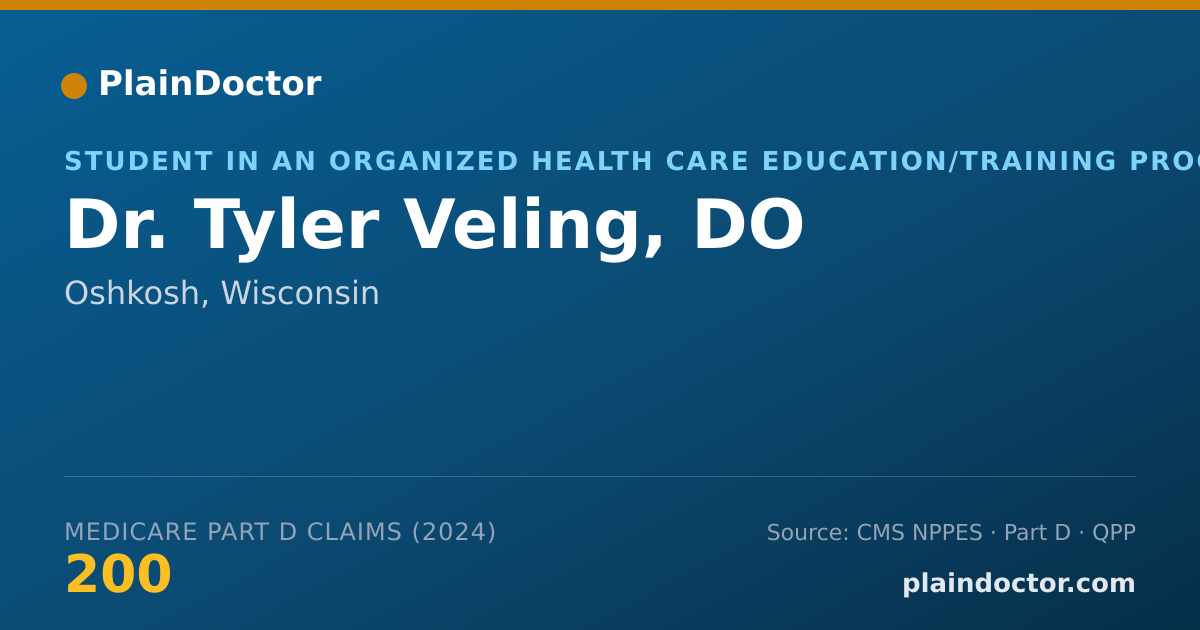 Shareable card for Tyler Veling, DO - Student in an Organized Health Care Education/Training Program, Oshkosh, WI