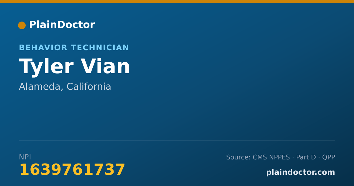 Shareable card for Tyler Vian - Behavior Technician, Alameda, CA