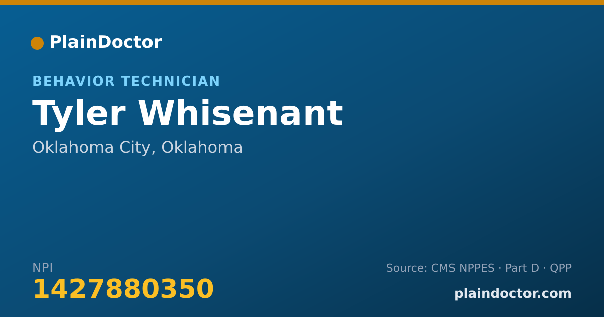 Shareable card for Tyler Whisenant - Behavior Technician, Oklahoma City, OK