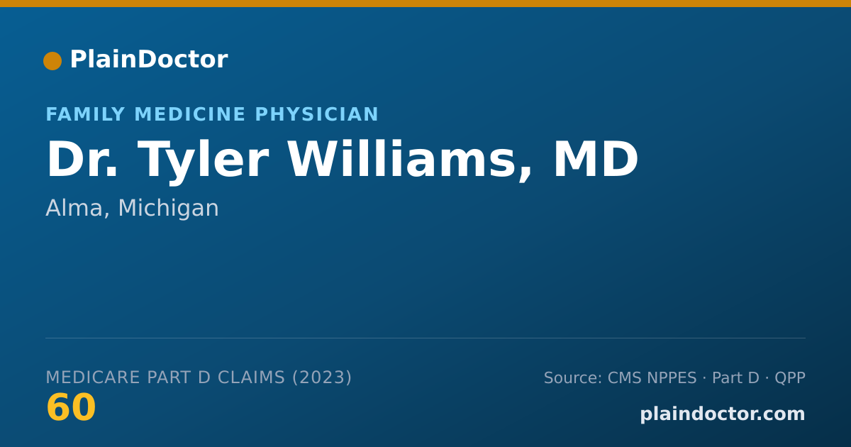 Shareable card for Tyler Williams, MD - Family Medicine Physician, Alma, MI