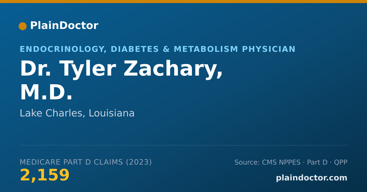 Shareable card for Tyler Zachary, M.D. - Endocrinology, Diabetes & Metabolism Physician, Lake Charles, LA