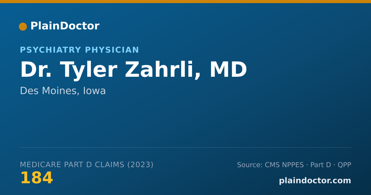 Shareable card for Tyler Zahrli, MD - Psychiatry Physician, Des Moines, IA