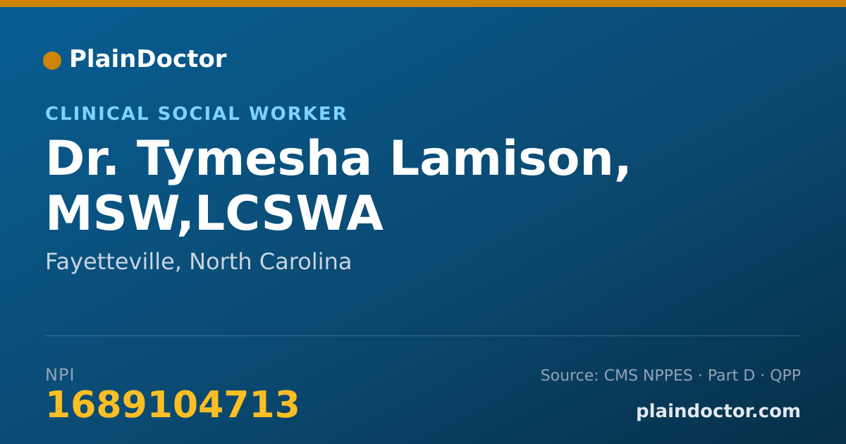 Shareable card for Tymesha Lamison, MSW,LCSWA - Clinical Social Worker, Fayetteville, NC