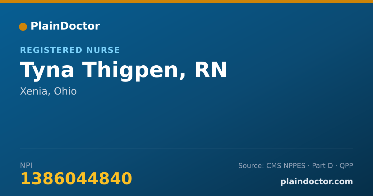 Shareable card for Tyna Thigpen, RN - Registered Nurse, Xenia, OH