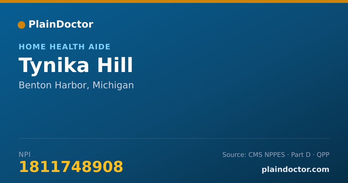 Shareable card for Tynika Hill - Home Health Aide, Benton Harbor, MI