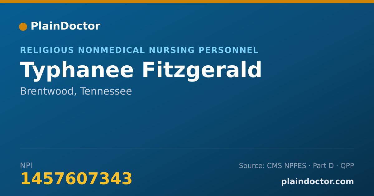Shareable card for Typhanee Fitzgerald - Religious Nonmedical Nursing Personnel, Brentwood, TN
