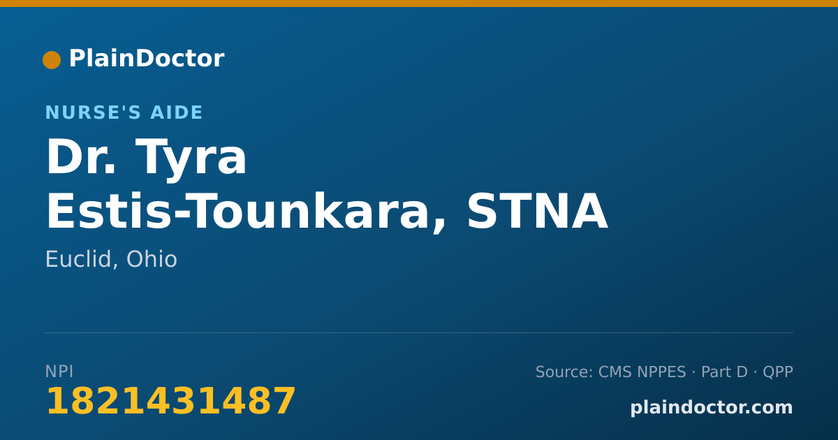 Shareable card for Tyra Estis-Tounkara, STNA - Nurse's Aide, Euclid, OH