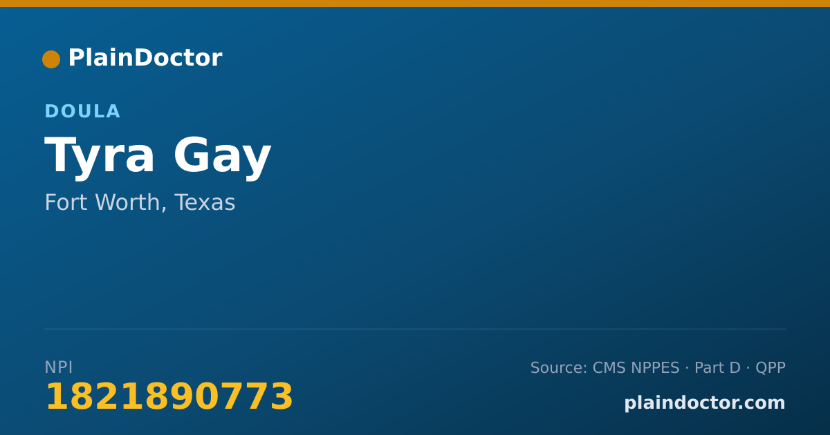 Shareable card for Tyra Gay - Doula, Fort Worth, TX