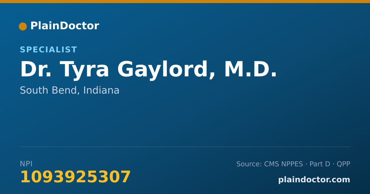 Shareable card for Tyra Gaylord, M.D. - Specialist, South Bend, IN