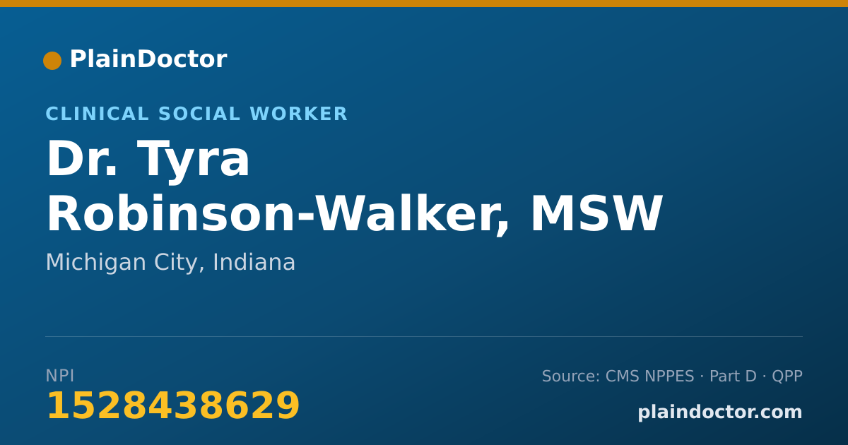 Shareable card for Tyra Robinson-Walker, MSW - Clinical Social Worker, Michigan City, IN
