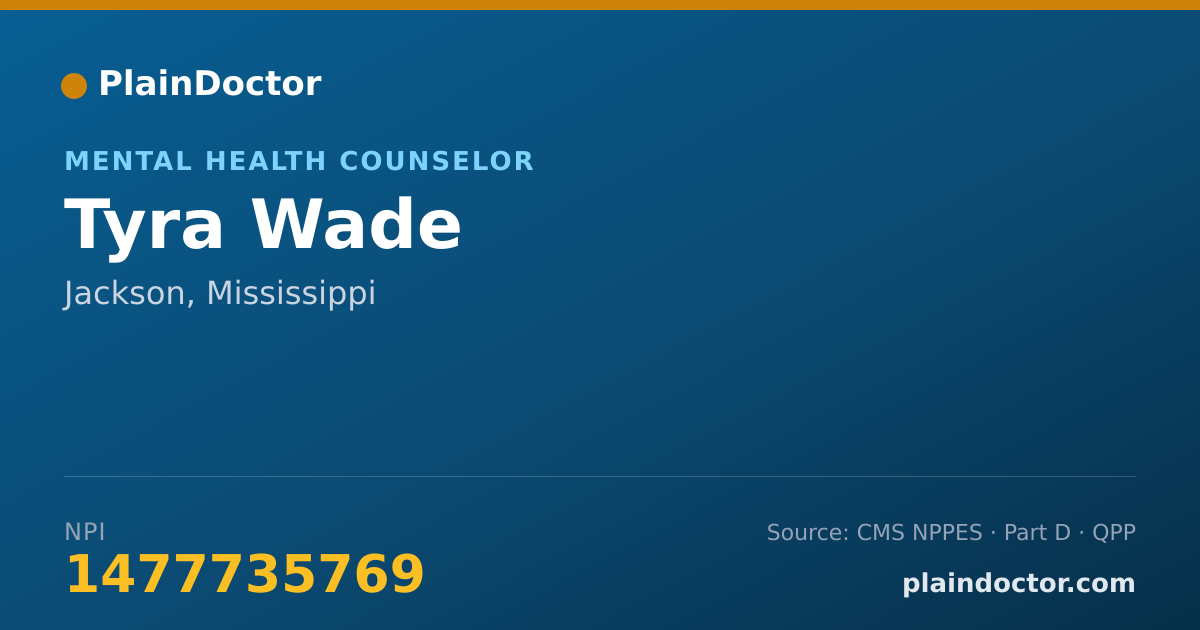 Shareable card for Tyra Wade - Mental Health Counselor, Jackson, MS