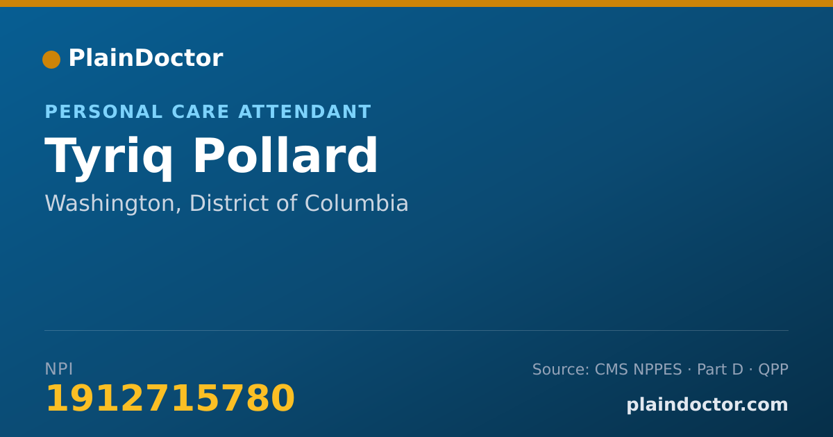 Shareable card for Tyriq Pollard - Personal Care Attendant, Washington, DC