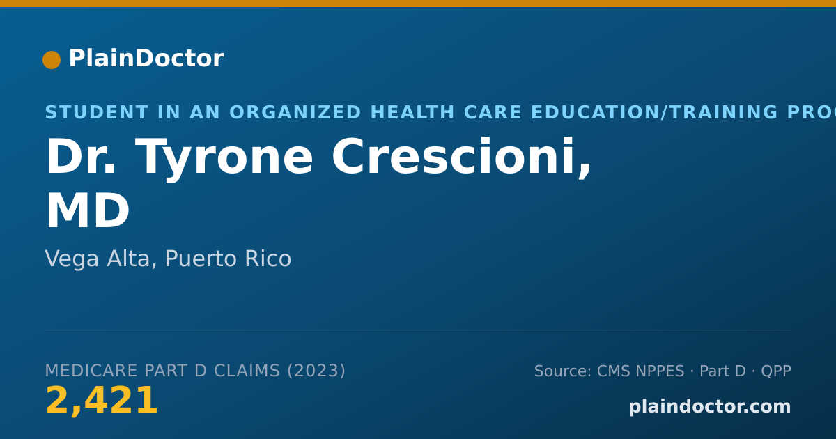 Shareable card for Tyrone Crescioni, MD - Student in an Organized Health Care Education/Training Program, Vega Alta, PR