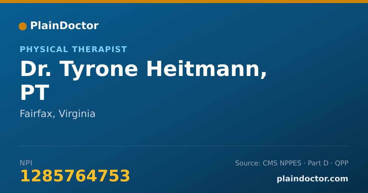 Shareable card for Tyrone Heitmann, PT - Physical Therapist, Fairfax, VA