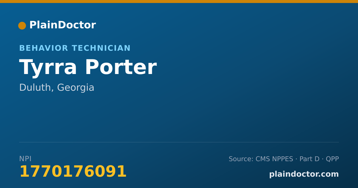 Shareable card for Tyrra Porter - Behavior Technician, Duluth, GA