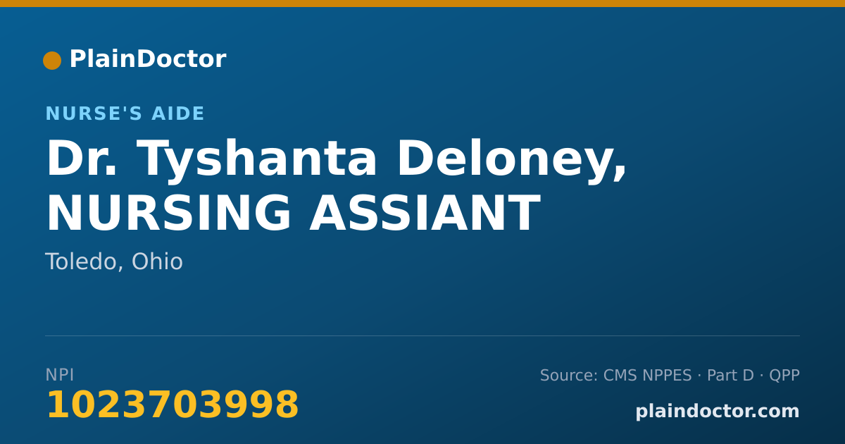 Shareable card for Tyshanta Deloney, NURSING ASSIANT - Nurse's Aide, Toledo, OH