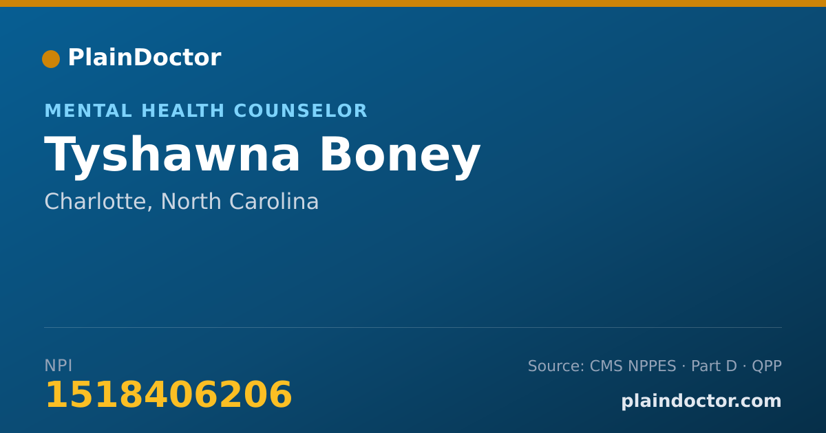 Shareable card for Tyshawna Boney - Mental Health Counselor, Charlotte, NC