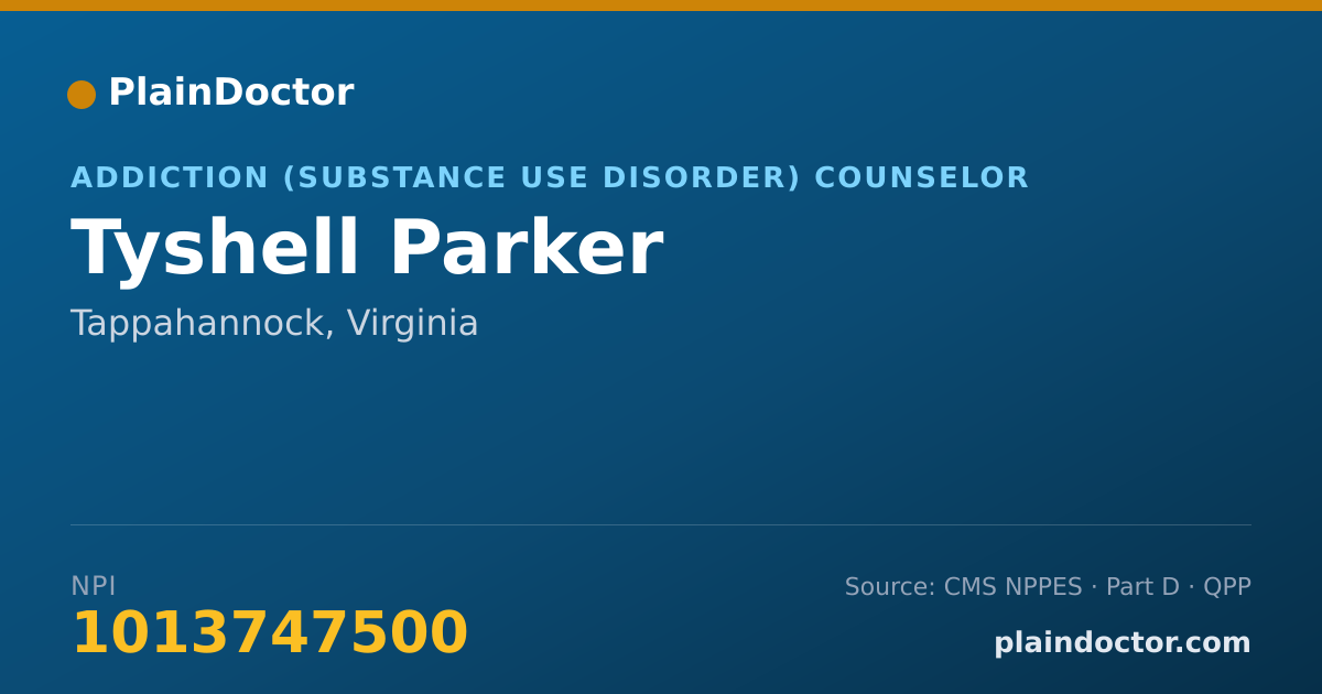 Shareable card for Tyshell Parker - Addiction (Substance Use Disorder) Counselor, Tappahannock, VA