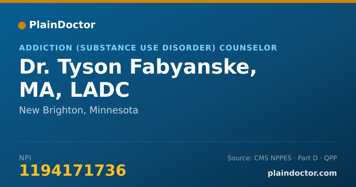 Shareable card for Tyson Fabyanske, MA, LADC - Addiction (Substance Use Disorder) Counselor, New Brighton, MN