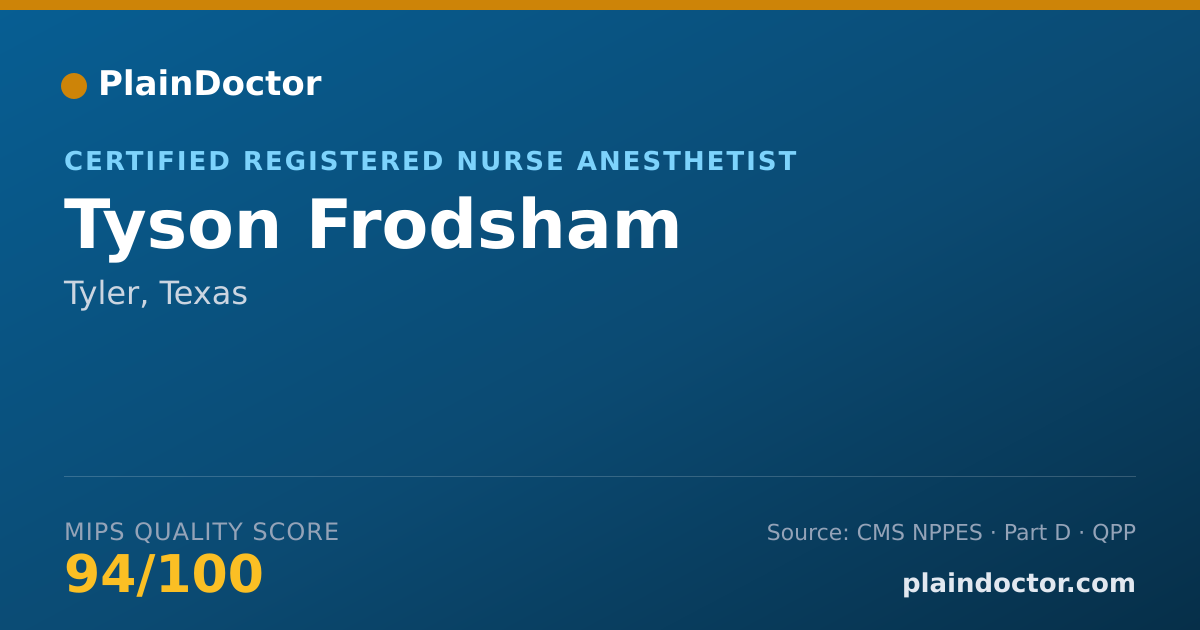 Shareable card for Tyson Frodsham - Certified Registered Nurse Anesthetist, Tyler, TX