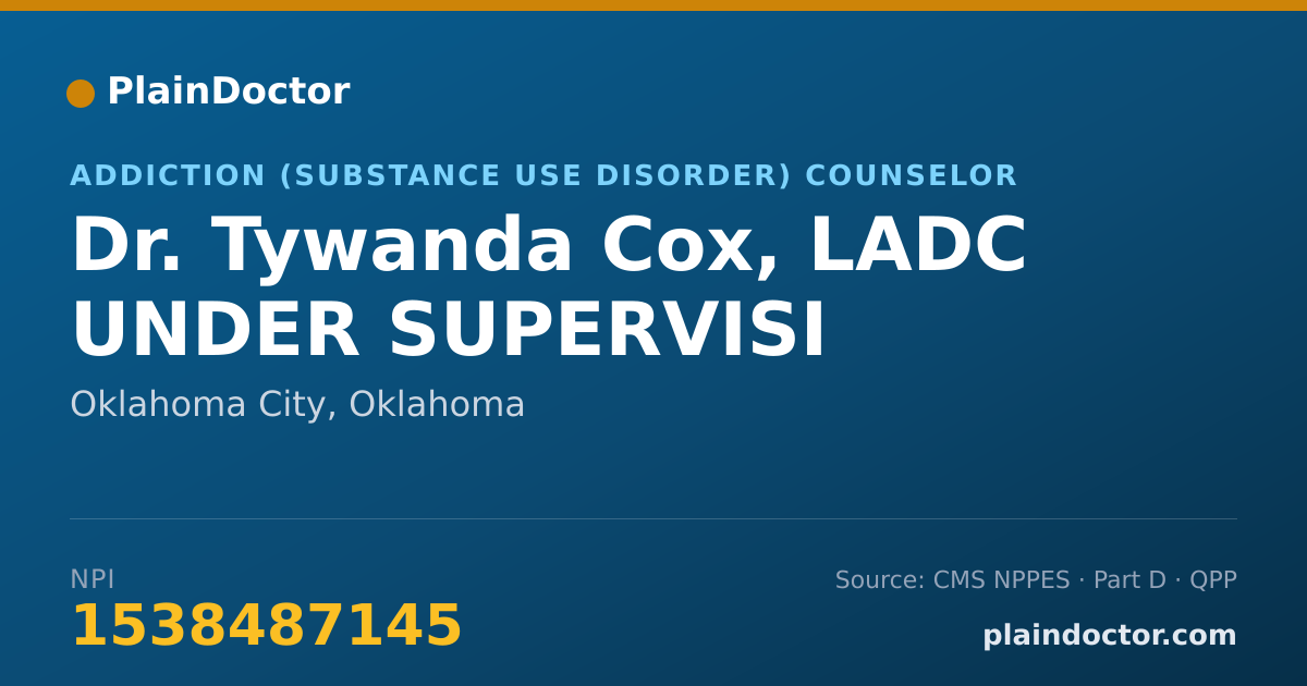 Shareable card for Tywanda Cox, LADC UNDER SUPERVISI - Addiction (Substance Use Disorder) Counselor, Oklahoma City, OK