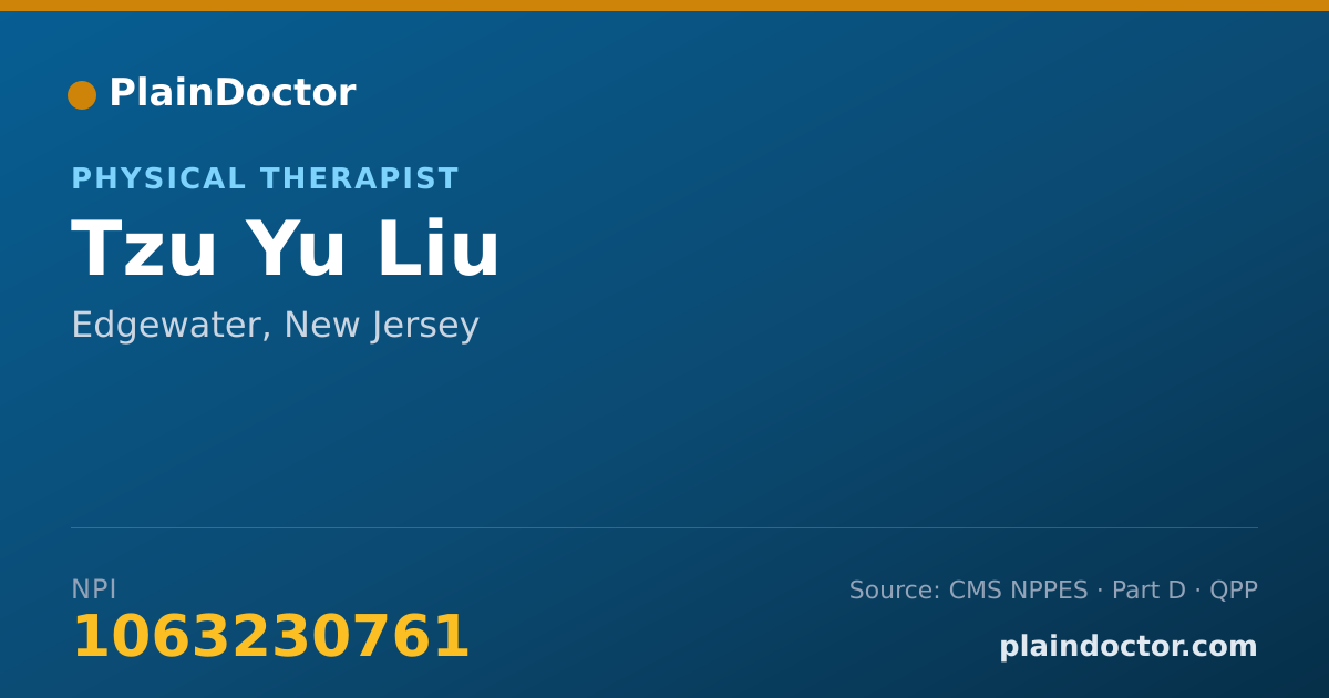 Shareable card for Tzu Yu Liu - Physical Therapist, Edgewater, NJ