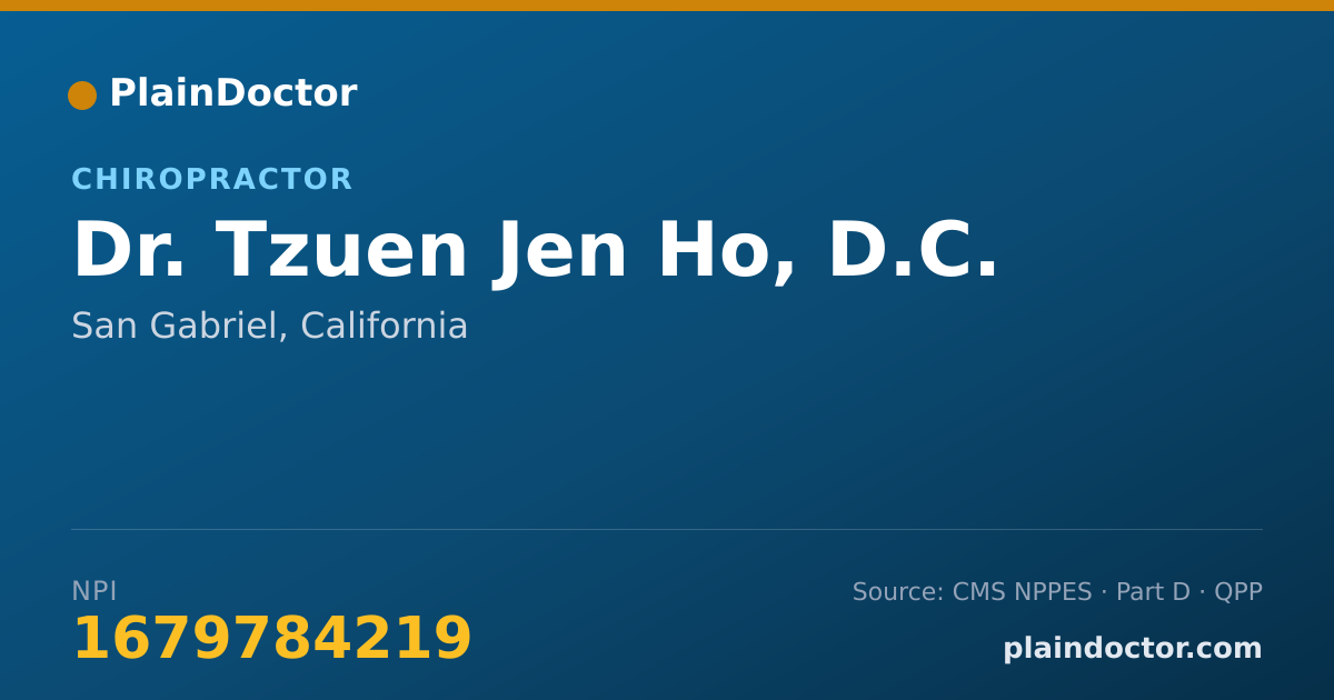 Shareable card for Tzuen Jen Ho, D.C. - Chiropractor, San Gabriel, CA