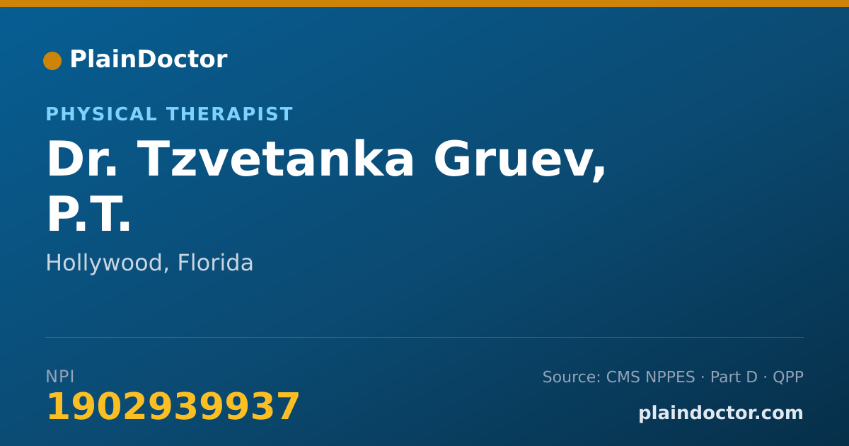 Shareable card for Tzvetanka Gruev, P.T. - Physical Therapist, Hollywood, FL
