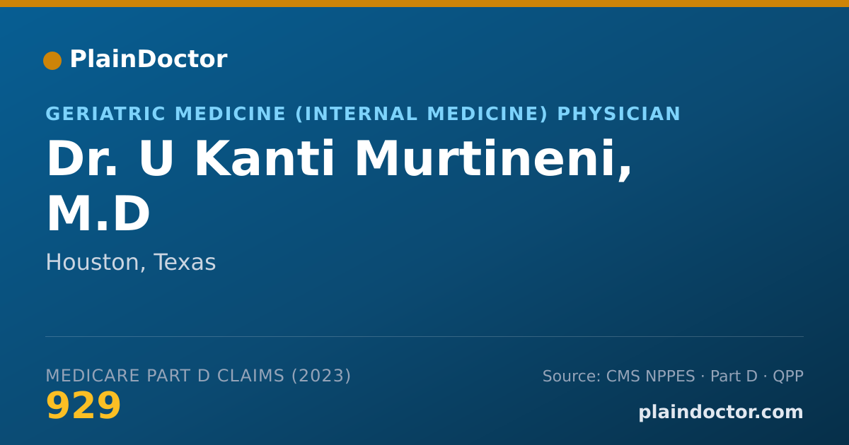 Shareable card for U Kanti Murtineni, M.D - Geriatric Medicine (Internal Medicine) Physician, Houston, TX