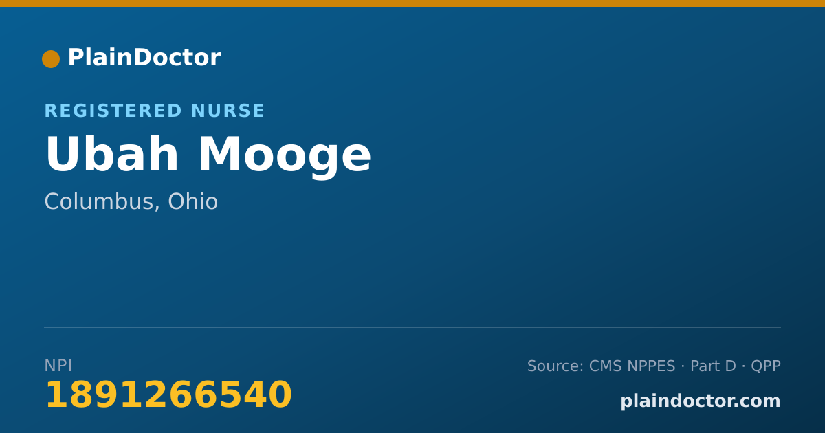 Shareable card for Ubah Mooge - Registered Nurse, Columbus, OH