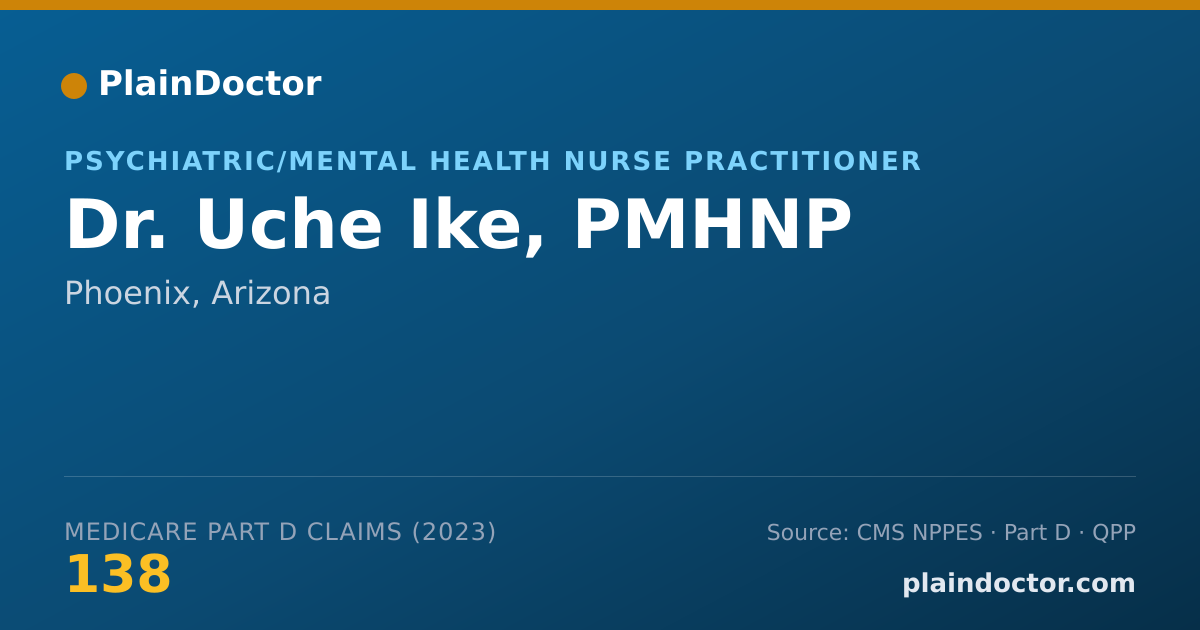 Shareable card for Uche Ike, PMHNP - Psychiatric/Mental Health Nurse Practitioner, Phoenix, AZ