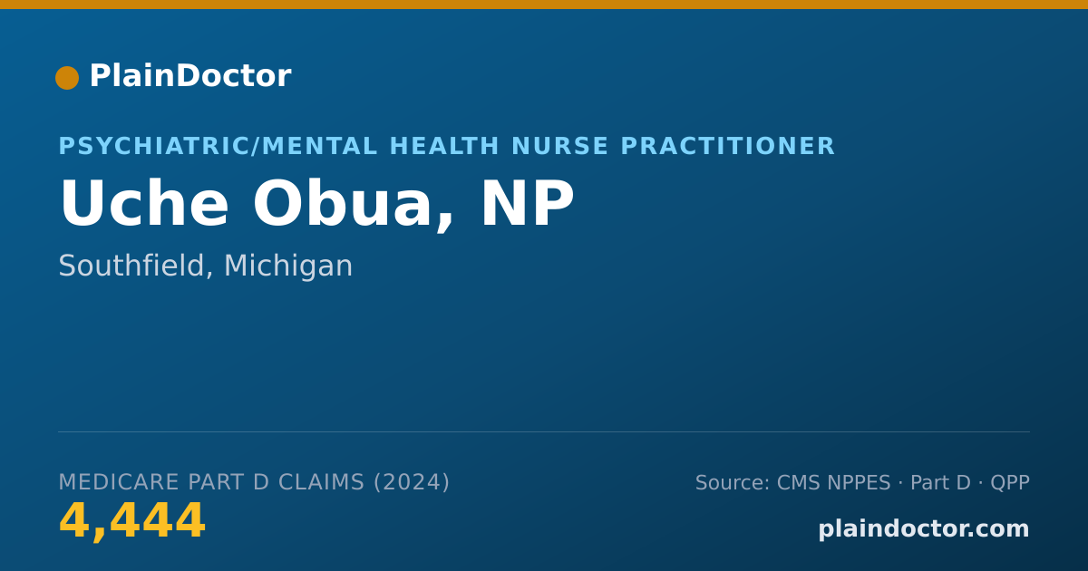 Shareable card for Uche Obua, NP - Psychiatric/Mental Health Nurse Practitioner, Southfield, MI
