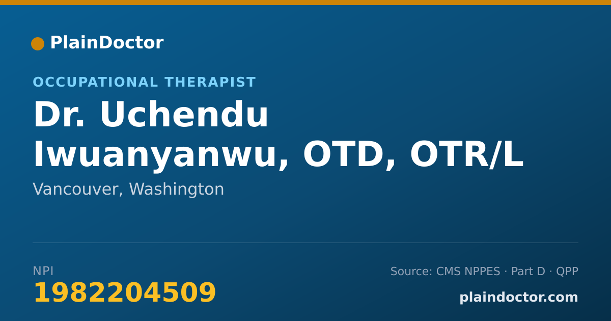 Shareable card for Uchendu Iwuanyanwu, OTD, OTR/L - Occupational Therapist, Vancouver, WA