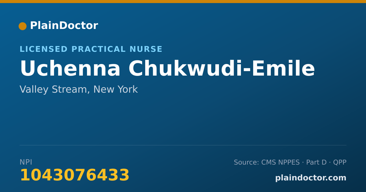 Shareable card for Uchenna Chukwudi-Emile - Licensed Practical Nurse, Valley Stream, NY