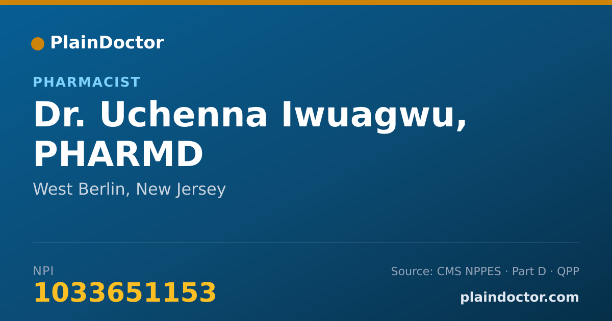 Shareable card for Uchenna Iwuagwu, PHARMD - Pharmacist, West Berlin, NJ