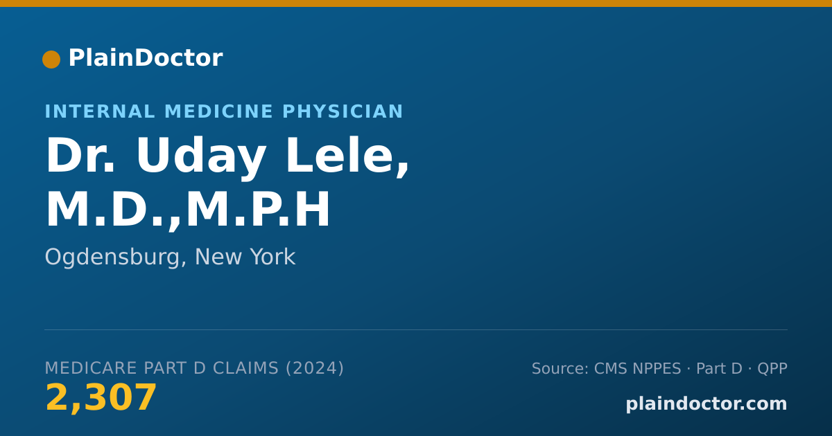 Shareable card for Uday Lele, M.D.,M.P.H - Internal Medicine Physician, Ogdensburg, NY