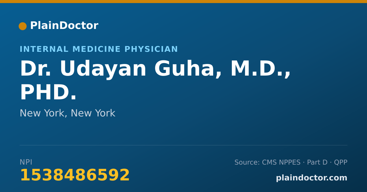 Shareable card for Udayan Guha, M.D., PHD. - Internal Medicine Physician, New York, NY