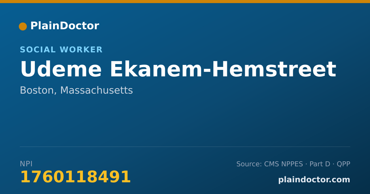 Shareable card for Udeme Ekanem-Hemstreet - Social Worker, Boston, MA
