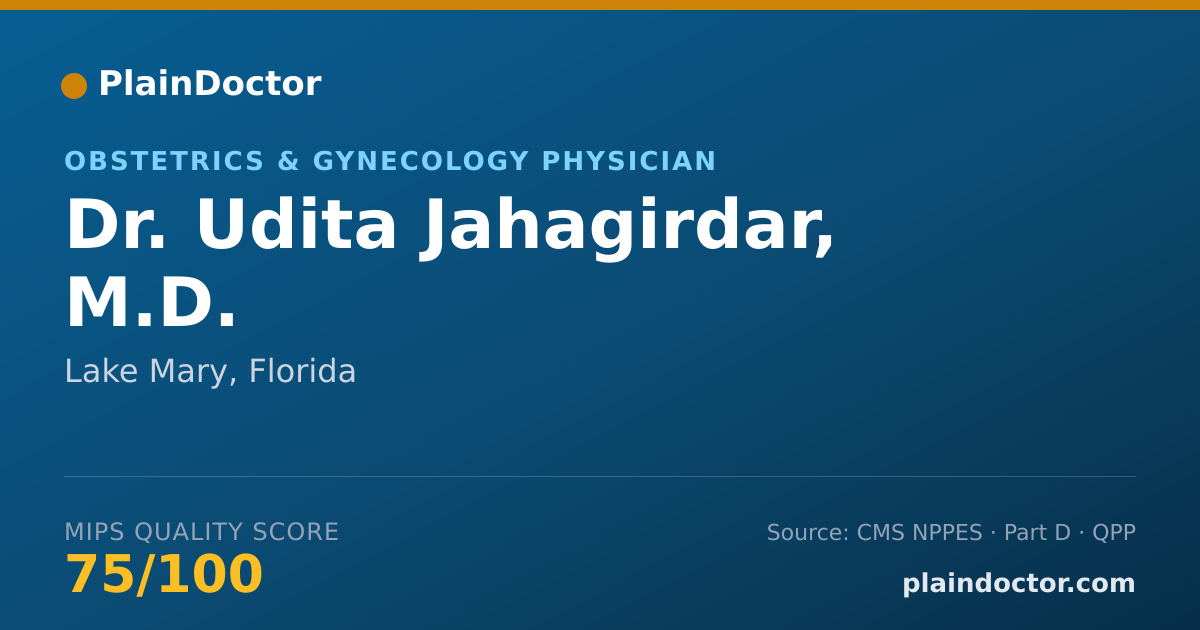 Shareable card for Udita Jahagirdar, M.D. - Obstetrics & Gynecology Physician, Lake Mary, FL