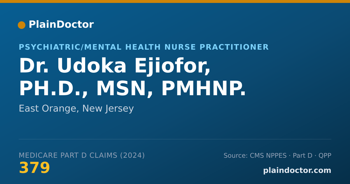 Shareable card for Udoka Ejiofor, PH.D., MSN, PMHNP. - Psychiatric/Mental Health Nurse Practitioner, East Orange, NJ