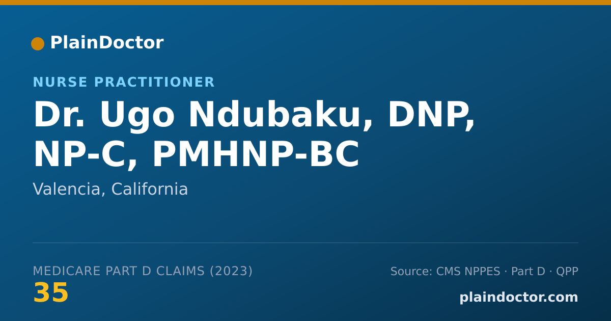 Shareable card for Ugo Ndubaku, DNP, NP-C, PMHNP-BC - Nurse Practitioner, Valencia, CA