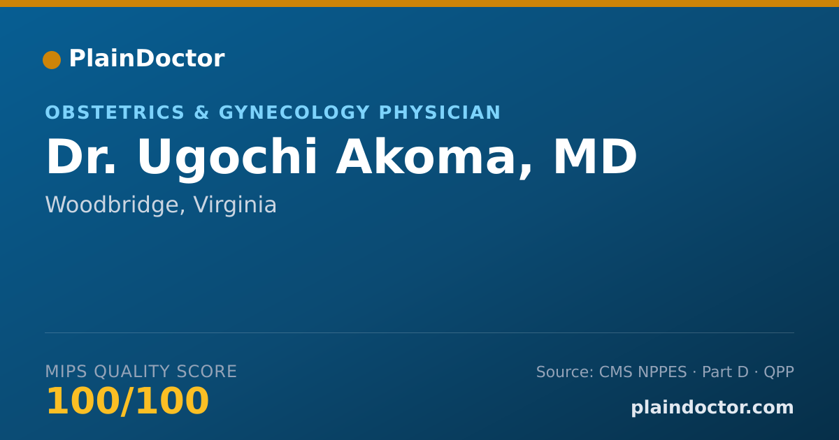 Shareable card for Ugochi Akoma, MD - Obstetrics & Gynecology Physician, Woodbridge, VA
