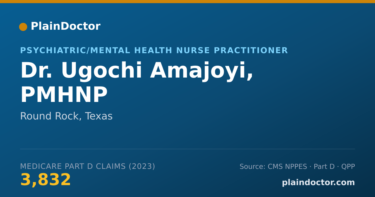 Shareable card for Ugochi Amajoyi, PMHNP - Psychiatric/Mental Health Nurse Practitioner, Round Rock, TX