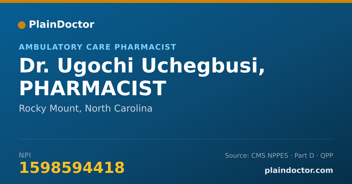 Shareable card for Ugochi Uchegbusi, PHARMACIST - Ambulatory Care Pharmacist, Rocky Mount, NC