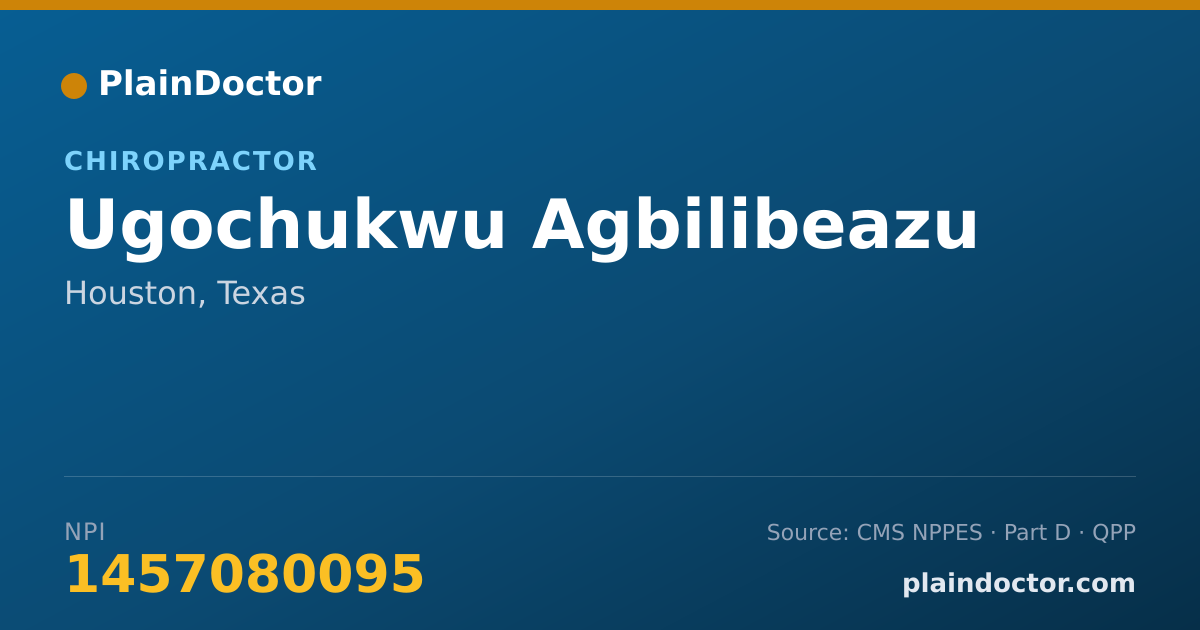 Shareable card for Ugochukwu Agbilibeazu - Chiropractor, Houston, TX